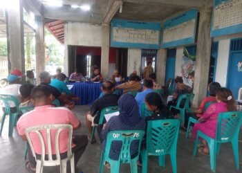 BABINSA KORAMIL 0201-14/PB HADIRI MUSYAWARAH DESA PENETAPAN PERUBAHAN APBDESA PERTAMPILAN