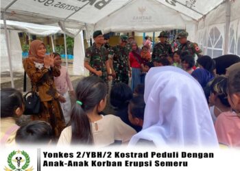 Yonkes 2 Kostrad Peduli Dengan Anak-Anak Korban Erupsi Semeru