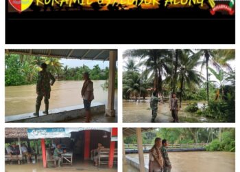 Babinsa Koramil 05/Lubuk Alung Bersama Warga Pantau Lokasi Rawan Banjir