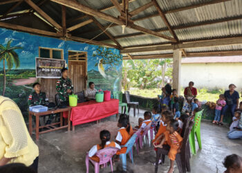 Peduli Kesehatan Generasi Muda, Satgas Pamtas Yonarhanud 2 Kostrad Gelar Posyandu di Perbatasan