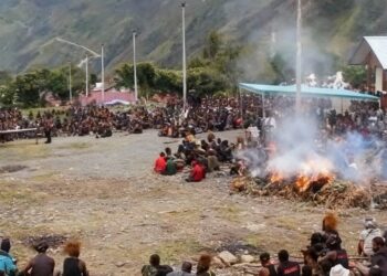 Kodim 1714/Puncak Jaya Bantu Masyarakat Gelar Acara Bakar Batu Adat di Kabupaten Puncak Jaya
