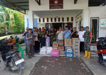 Danramil 0201-16/TM Salurkan Bantuan Sembako kepada Warga Terdampak Banjir di Tanjung Morawa