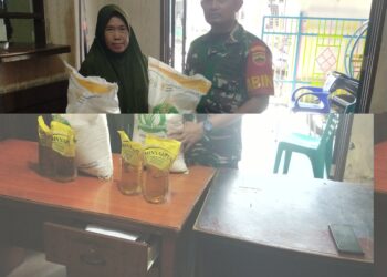 Babinsa Sei Kera Hilir I Monitor Penyaluran Beras Bantuan Pangan Bulan Oktober–November 2025