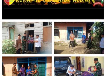 Babinsa Koramil 05/Lubuk Alung Dampingi Wali Nagari Salurkan Bantuan Sembako kepada Warga Terdampak Banjir