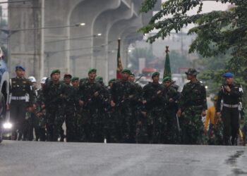 Gerak Jalan Peleton Beranting YWPJ Etape Terakhir, Pangdam II/Sriwijaya Dampingi Prajurit Infanteri