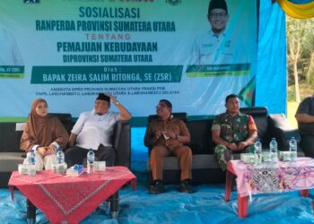 Babinsa Koramil 07/AKB menghadiri acara Sosialisasi Ranperda Provinsi Sumatera Utara Tentang pemajuan kebudayaan di Desa Kampung Pajak