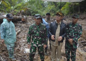 Danrem 023/KS Bersama Bupati Tapsel Tinjau Jembatan Putus Pascabencana Alam