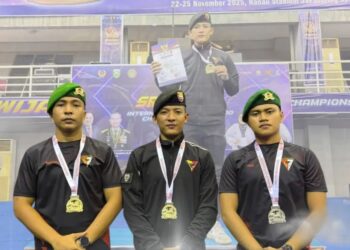 Prajurit Yonkav 5/DPC Raih Juara 1 di Kejuaraan Sriwijaya International Taekwondo