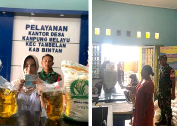 Sertu Syamsuria Babinsa Desa Kampung Melayu Dampingi Pembagian Bantuan Sembako dari Kemensos RI