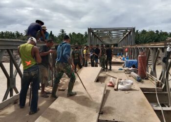 Pembangunan Jembatan Bailey Teupin Reudeup Penghubung Bireuen–Aceh Utara Capai 99 Persen
