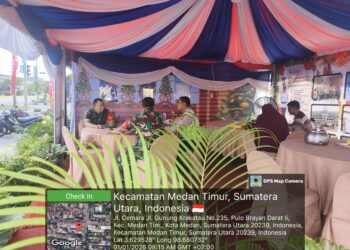 Babinsa Koramil 0201-02/MT Laksanakan Pos PAM Natal 2025 dan Tahun Baru 2026 di Medan Timur