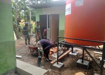 Koramil 19/Sawang Bersama Yon Zipur V Percepat Pembangunan MCK di Desa Riseh Tunong
