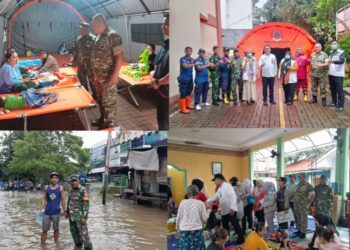 Bersama Tiga Pilar Kebon Jeruk, Danramil 05 KJ Tinjau Langsung Kondisi Wilayah Terdamfak Banjir