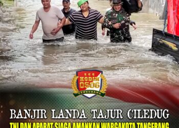 Banjir Landa Tajur Ciledug, TNI dan Aparat Siaga Amankan Warga Kota