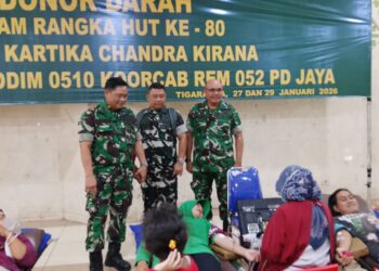Penuhi Stok Darah PMI,Kodim 0510/ Tigaraksa Gelar Aksi Peduli Kemanusian Donor Darah HUT ke-80 Persit KCK