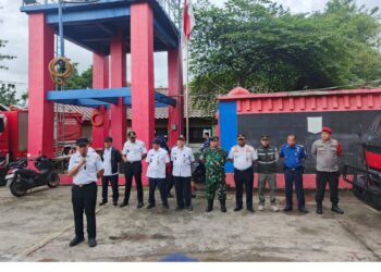 Bersama Tiga Pilar,Koramil 03/GP Ikuti Apel Gabungan Dalam Rangka Uji Akses Mobil Damkar