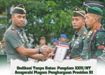 Dedikasi Tanpa Batas: Pangdam XXIV/MT Anugerahi Piagam Penghargaan Presiden RI kepada Prajurit Berprestasi