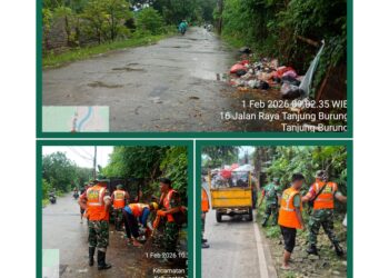 Hari Libur Satgas Sampah Kodim 0510/Trs Tetap Bekerja,Kali Ini Dua Desa di Wilayah Teluk Naga Jadi Sasaran