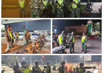 Tingkatkan Keamanan Kota Medan, Personil Koramil 0201-05/MB Aktif Laksanakan Patroli Malam