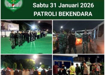 Rutin Patroli,Personel Kodim 0503/JB Bersama Tiga Pilar Wujudkan Kondusifitas Wilayah