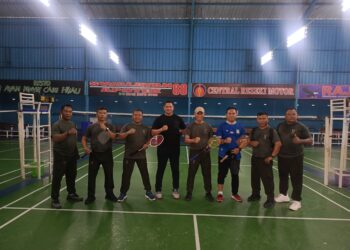 Jaga Kebugaran, Anggota Koramil 06/MS Laksanakan Olahraga Bulu Tangkis