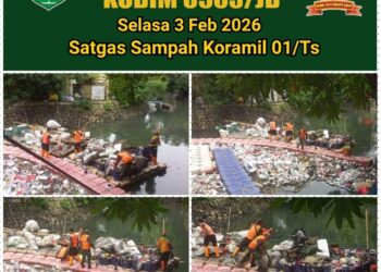 Bersama Instansi Terkait,Satgas Sampah Kodim 0503/JB ‘Menyerbu’ Kali Ciliwung Menjaga Lingkungan Asri