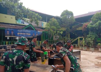 Satgas Gulbencal Kodam I/BB Tuntaskan Pembersihan SD MIN 7 Sibuluan Nalambok Pascabencana Banjir dan Tanah Longsor