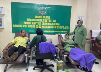 Setetes Darah Sejuta Harapan,Persit KCK Cab.XVII Dim 0503/JB Menebar Kepedulian Lewat Aksi Donor Darah