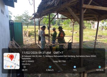 Babinsa Koramil 0201-16/TM Dampingi Penggalian Pondasi Pembangunan KDMP di Bangun Sari Baru