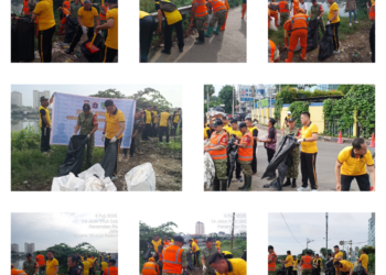 Gerakan Indonesia Asri,Satgas Sampah Kodim 0502/JU Berkolaborasi dengan Polri dan Komduk Aksi Bersih-bersih