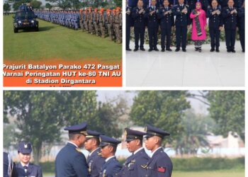 Prajurit Batalyon Para Komando 472 Pasgat Warnai Peringatan HUT ke-80 TNI AU di Stadion Dirgantara