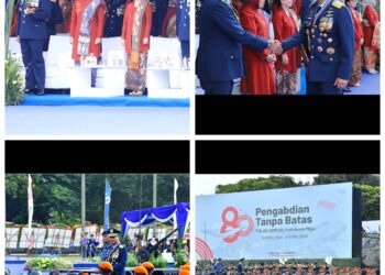 Panglima Korpasgat Bersama Ketua PIA Ardhya Garini Gabungan Korpasgat Hadiri Upacara Peringatan HUT Ke-80 TNI AU