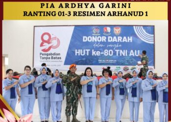 Peringati HUT ke-80 TNI AU,PIA Ardhya Garini Ranting 01-3 Resimen Arhanud 1 Pasgat,Aksi Kemanusian Donor Darah