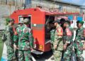 Bantu BPBD Tangerang ,Personil Koramil 01/ Teluknaga Kodim 0510/Trs Latihan Pemadam Kebakaran