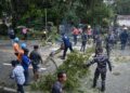 Jaga Keamanan Masyarakat Pengguna Jalan, Kodaeral lX Bantu Pruning Pohon di Jln. Piere Tendean Ambon