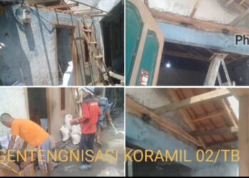 Hari Libur Minggu RTLH Gentengisasi Dua Rumah Warga Terus Digenjot Pengerjaannya