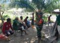 Meski Diguyur Hujan, Babinsa Tetap Hadir Bakar Semangat Pekerja KDKMP Lau Lebah
