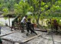 Karya Bakti Skala Besar Kodam I/BB Dimulai, Jembatan Perintis Garuda di Sungai Hou Nias Dibangun