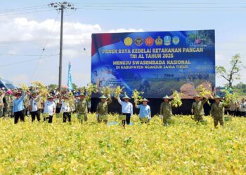 Komandan Pasmar 2 Hadiri Panen Raya Kedelai Program Ketahanan Pangan TNI AL di Nganjuk