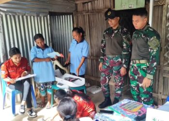 Yonarmed 12 Kostrad Gelar Posyandu untuk Balita dan Ibu di Perbatasan