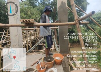 Percepat Program Presiden ,Pembangunan Jembatan Gantung Cimanceuri Capai 49 %