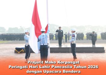 Prajurit Mako Korpasgat Peringati Hari Lahir Pancasila Tahun 2026 dengan Upacara Bendera