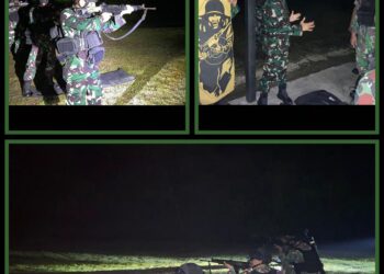 Prajurit Resimen Arhanud 3 Pasgat Asah Kemampuan Melalui Latihan Tembak Tempur Malam