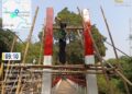 Terlihat Nuansa Merah Putih Mulai Terlihat di Jembatan Gantung Cimanceuri ,Hasilnya Sudah 82 %