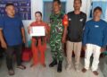 Babinsa Koramil 0201-14/PB Dampingi Penyaluran BLT Tahap I di Desa Cinta Rakyat.