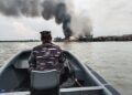 RESPONS CEPAT KODAERAL I BANTU PADAMKAN KEBAKARAN KAPAL IKAN DI PELABUHAN GABION BELAWAN