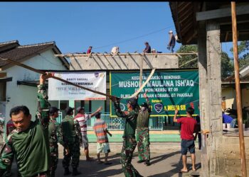 Denmatra 2 Pasgat Laksanakan Bakti Sosial Renovasi Mushola Syeh Maulana Ishaq