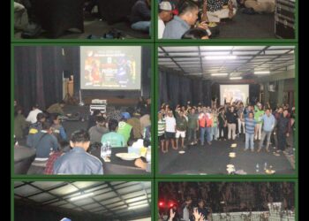 Bersama Komunitas Ojol dan Masyarakat,Kasi Intel Kasrem 052/Wijayakrama Nobar Gembira Piala Dunia