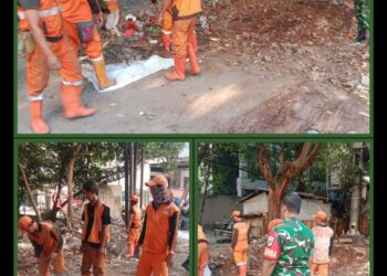Tumpukan Sampah di TPS Sunter Dibersihkan Satgas Grebek sampah Kodim 0502/JU,Wujudkan Lingkungan ASRI