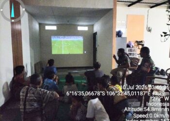 Koramil 03/Legok Gelar Nobar Gembira Piala Dunia 2026 Bersama Masyarakat